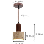 Vintage pendant light brown cylinder light wood, metal kitchen island light