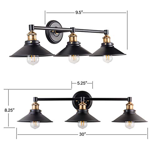 3 light vintage industrial black wall light fixture