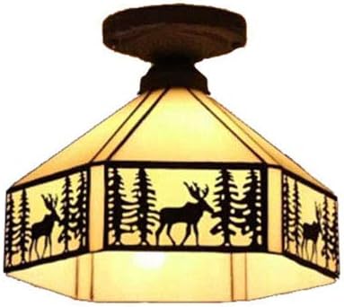 Vintage ceiling light beige hallway light metal + art glass balcony light