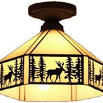 Vintage ceiling light beige hallway light metal + art glass balcony light