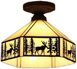 Vintage ceiling light beige hallway light metal + art glass balcony light