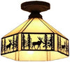 Vintage ceiling light beige hallway light metal + art glass balcony light