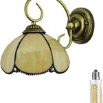 8 inch vintage wall light yellow mounted light glass, iron hardwired light