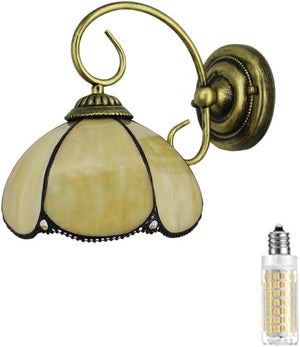 8 inch vintage wall light yellow mounted light glass, iron hardwired light
