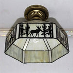 Vintage ceiling light beige hallway light metal + art glass balcony light