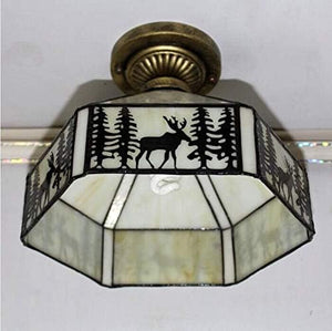 Vintage ceiling light beige hallway light metal + art glass balcony light