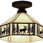 Vintage ceiling light beige hallway light metal + art glass balcony light
