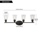 4 light glass industrial wall light fixture with oil rubbed bronze finish