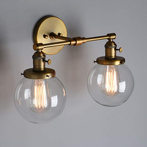 2 light globe glass wall sconce