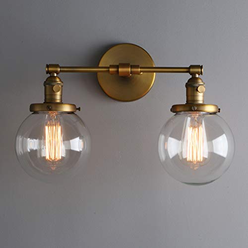 2 light globe glass wall sconce