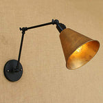 Swing arm industrial wall sconce with antique finish