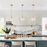 11” Bulbs light gold light fixture copper, Crystal pendant light