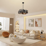6 Light dining light fixtures black , gold bulb chandelier metal pendant light