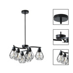 6 Light bulb light black light kitchen metal pendant light