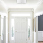 2 Light low profile flush mount light dark bronze, linen shade white light fixture metal ceiling light