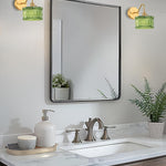 2 Pack lights bulb green ripple wall sconces glass wall lights