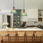 1-light kitchen lighting wood glass metal chandelier green pendant light