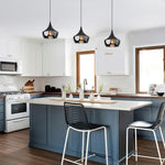 Adjustable ceiling pendant metal hanging light fixture black dome shade light