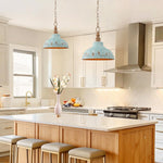 11.3in Dimmable kitchen lighting metal pendant light teal green farmhouse chandelier