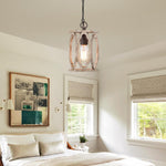 Farmhouse hanging light metal wood bedroom light brown  foyer light
