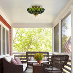 9.8 Inch light bulbs glass iron metal light fixture green gold ceiling light
