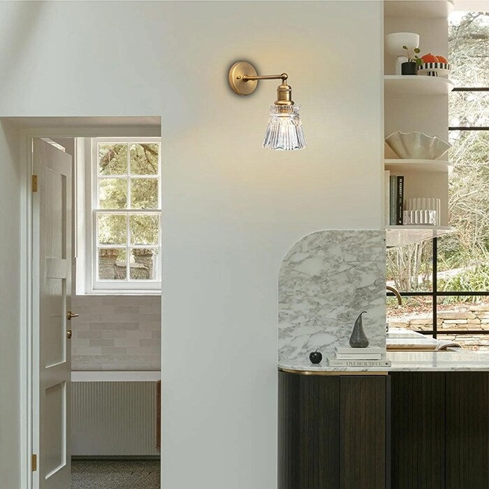 1-Light Industrial light fixture gold kitchen light  glass, metal wall light