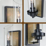 1-Light Wall Lights for Bedroom Black Industrial Glass Wall Sconce