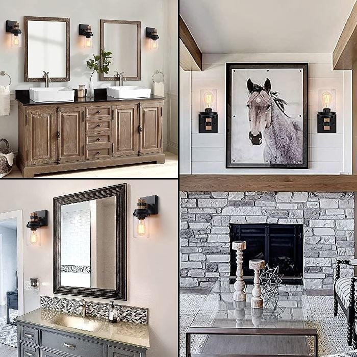 1-Light farmhouse wall sconce Glass & Metal hallway light fixtures wall Vanity bathroom wall sconce