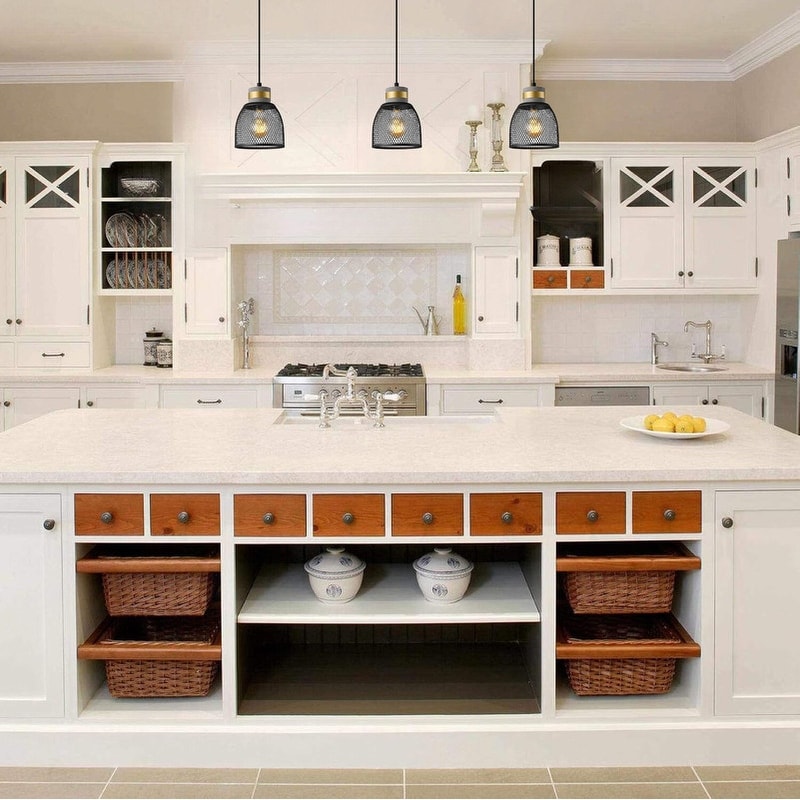 1-Pack hanging light black island lights metal pendant light