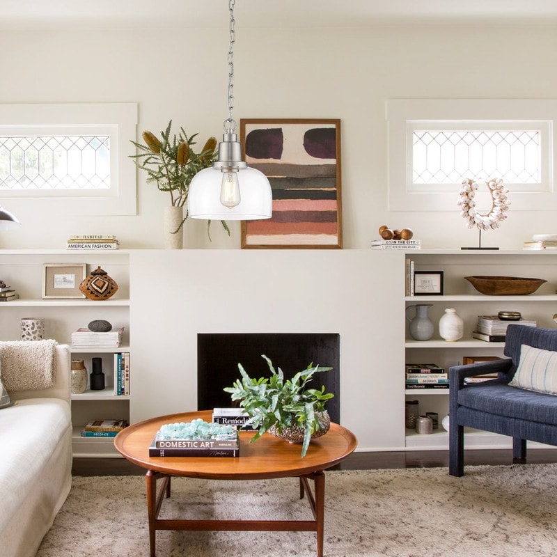 1-light industrial light for kitchen brushed nickel pendant light glass, nickel hanging light