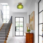 11” Vintage lightning fixture green ceiling lighting glass kitchen light