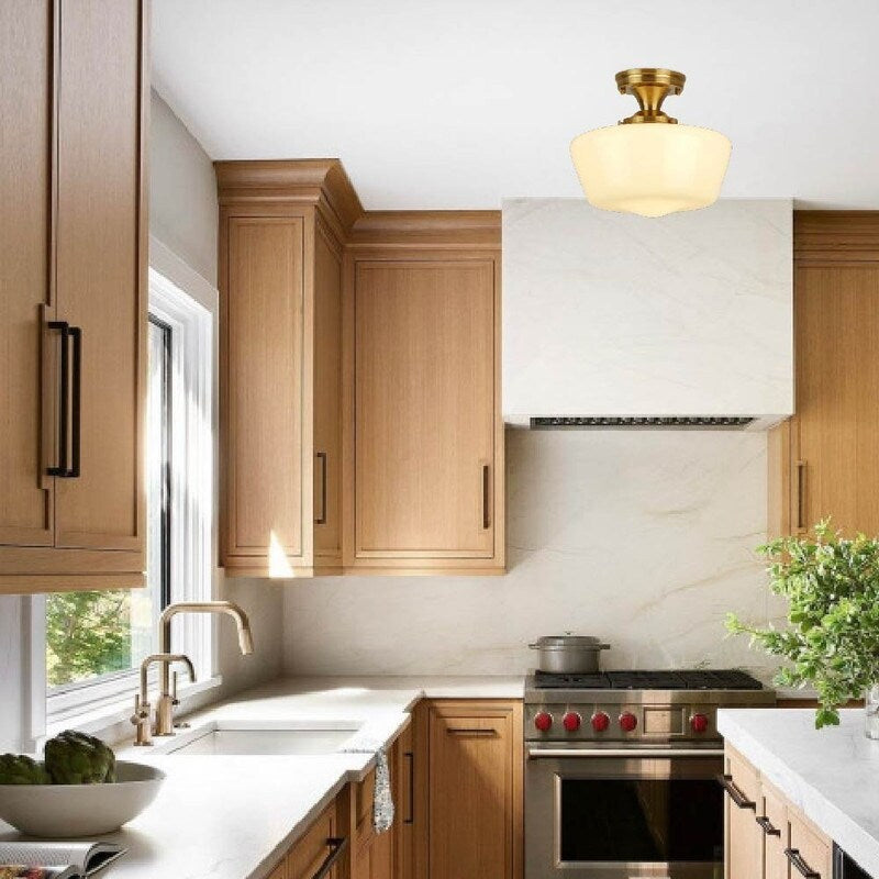 12” Light fixture milk white ceiling lighting glass, metal kitchen lights