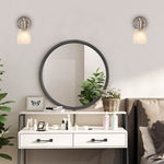 2 pack farmhouse wall mount light frosted glass metal living room light brushed nickel all sconces