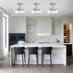 1-Light flush mount ceiling light alloy steel glass semi flush mount silver ceiling mount