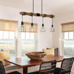 4 Light dining room light black pendant lights metal, wood light fixtures