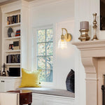 1-Light bathroom wall sconces metal glass sconce light fixture gold wall mount lighting