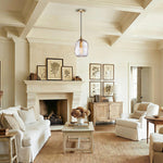 Hand blown glass pendant light metal modern industrial clear gold ceiling fixture