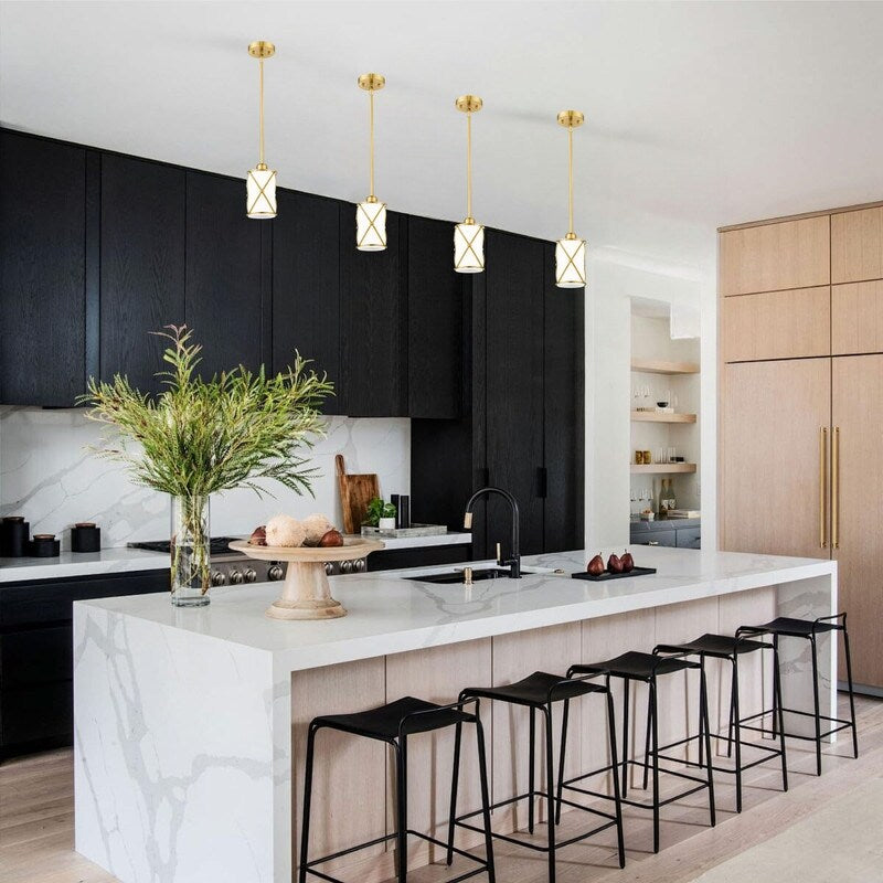 2- Pack pendant light gold kitchen lights  iron, glass dining room light