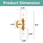 2-Light contemporary light fixture gold and clear wall light Iron and glass bath light