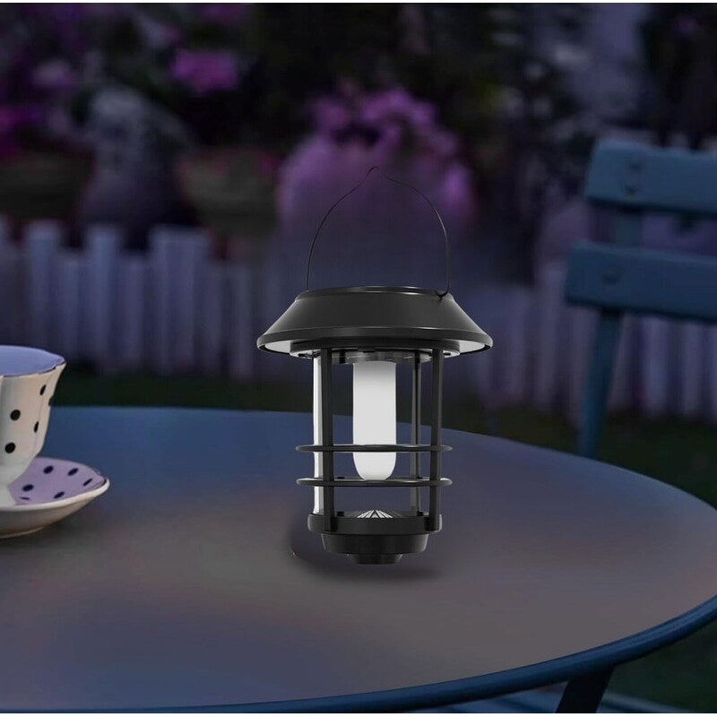 2 Pack lantern light black solar light glass garden lights