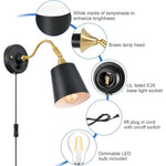 2 Pack sconce light black, gold and white wall light brass mount light