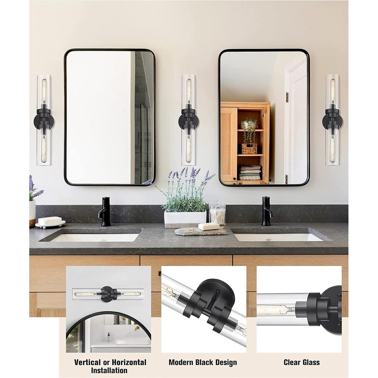 2 light industrial wall sconce farmhouse wall light fixture glass wall lamp