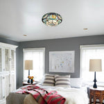 2-lights ceiling lights blue hall light glass flush mount light