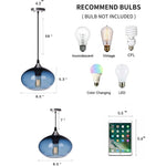 2 pack blue glass pendant lighting modern bubble light with nickel finish