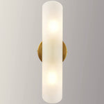 2 pack cylinder sconce white glass vanity light brass wall lighting fixture