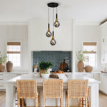 3 light hanging light metal glass pendant light lamp black gold modern lamp