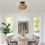 2 pack flush mount light metal rattan bedroom light rattan kitchen lights