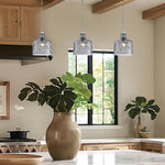 Modern pendant light glass kitchen island gray chrome hanging lamp