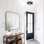 2-light flush mount lamp metal glass ceiling light fixture matte black light fixture