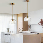 Modern dome chandelier glass hanging light gold pendant fixture